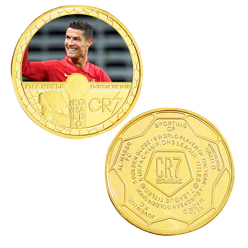 Cristiano Ronaldo / Football - 6 Gold Plated Coins With Display Box Cristiano Ronaldo / Football - 6 Gold Plated Coins With Display Box